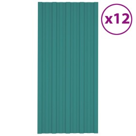 Green galvanized steel roof panel 12 units 100x45 cm by , Ceiling - Ref: Foro24-317211, Price: 71,84 €, Discount: %