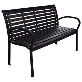 Banco de jardín acero y WPC negro 116 cm de , Bancos de jardín - Ref: Foro24-319578, Precio: 140,99 €, Descuento: %