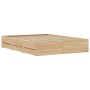 Cama con cajones madera ingeniería roble Sonoma 140x200 cm de , Camas y somieres - Ref: Foro24-3207275, Precio: 194,04 €, Des...