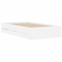 White engineered wood bed with drawers 90x200 cm by , Beds and slatted bases - Ref: Foro24-3207294, Price: 136,25 €, Discount: %