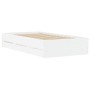 White engineered wood bed with drawers 90x200 cm by , Beds and slatted bases - Ref: Foro24-3207294, Price: 136,25 €, Discount: %