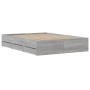 Cama con cajones madera de ingeniería gris Sonoma 135x190 cm de , Camas y somieres - Ref: Foro24-3207313, Precio: 192,27 €, D...