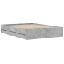 Cama con cajones madera ingeniería gris hormigón 135x190 cm de , Camas y somieres - Ref: Foro24-3207311, Precio: 183,99 €, De...