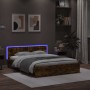 Smoked oak bed frame with headboard and LED lights 160x200cm by , Beds and slatted bases - Ref: Foro24-3207599, Price: 180,99...