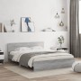 Sonoma gray headboard bed frame and LED lights 160x200 cm by , Beds and slatted bases - Ref: Foro24-3207600, Price: 192,51 €,...