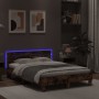 Smoked oak bed frame with headboard and LED lights 120x190cm by , Beds and slatted bases - Ref: Foro24-3207578, Price: 139,34...