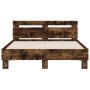 Smoked oak bed frame with headboard and LED lights 120x190cm by , Beds and slatted bases - Ref: Foro24-3207578, Price: 139,34...