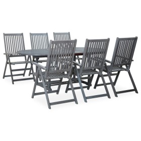 Garden dining set 7 pieces solid gray acacia wood by vidaXL, Garden sets - Ref: Foro24-47278, Price: 557,82 €, Discount: %