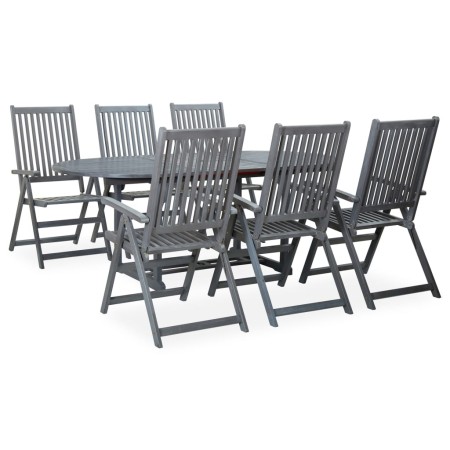 Garden dining set 7 pieces solid gray acacia wood by vidaXL, Garden sets - Ref: Foro24-47278, Price: 558,99 €, Discount: %