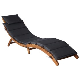 Lounger with cushion solid dark gray acacia wood by vidaXL, Loungers - Ref: Foro24-46651, Price: 159,24 €, Discount: %