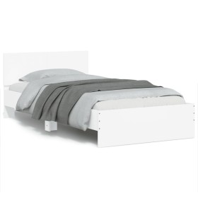 Estructura de cama con cabecero y luces LED blanco 100x200 cm de , Camas y somieres - Ref: Foro24-838799, Precio: 121,94 €, D...