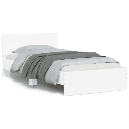 Estructura de cama con cabecero y luces LED blanco 100x200 cm de , Camas y somieres - Ref: Foro24-838799, Precio: 122,38 €, D...