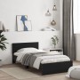 Bed frame with headboard and LED lights black 100x200 cm by , Beds and slatted bases - Ref: Foro24-838800, Price: 121,19 €, D...