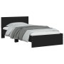 Bed frame with headboard and LED lights black 100x200 cm by , Beds and slatted bases - Ref: Foro24-838800, Price: 121,19 €, D...