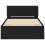 Bed frame with headboard and LED lights black 100x200 cm by , Beds and slatted bases - Ref: Foro24-838800, Price: 121,19 €, D...