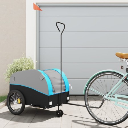 Black and blue iron bicycle trailer 45 kg by , Bicycle trailers - Ref: Foro24-94149, Price: 82,99 €, Discount: %