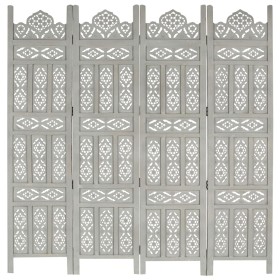 Hand-carved 4-panel room divider made of gray mango wood, measuring 160x165 cm. by vidaXL, Room dividers - Ref: Foro24-285322...