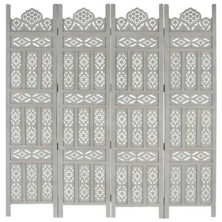 Hand-carved 4-panel room divider made of gray mango wood, measuring 160x165 cm. by vidaXL, Room dividers - Ref: Foro24-285322...