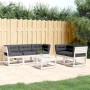 5-teiliges Gartensofa-Set mit Kissen aus massivem weißem Kiefernholz von , Gartensets - Ref: Foro24-3217001, Preis: 625,09 €,...