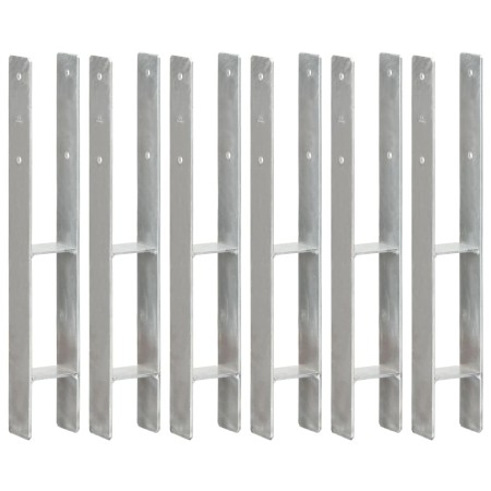 Fence anchors 6 units galvanized steel silver 8x6x60 cm by vidaXL, Spikes for anchoring in the ground - Ref: Foro24-145297, P...