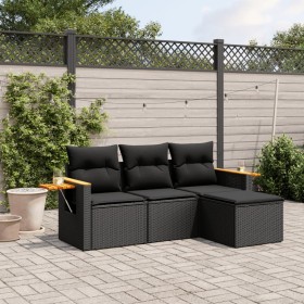 4-piece garden sofa set with black synthetic rattan cushions by , Garden sets - Ref: Foro24-3259143, Price: 293,65 €, Discoun...