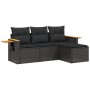 4-piece garden sofa set with black synthetic rattan cushions by , Garden sets - Ref: Foro24-3259143, Price: 293,65 €, Discoun...