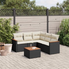 6-teiliges Gartensofa-Set und schwarze synthetische Rattankissen von , Gartensets - Ref: Foro24-3258367, Preis: 369,46 €, Rab...