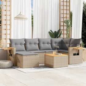 7-teiliges Gartensofa-Set und beigefarbene synthetische Rattankissen von , Gartensets - Ref: Foro24-3259427, Preis: 514,36 €,...