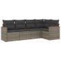 Garden sofa set with 5-piece synthetic rattan gray cushions by , Garden sets - Ref: Foro24-3258350, Price: 346,34 €, Discount: %