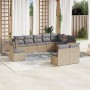 Garden sofa set with beige cushions 10 pieces synthetic rattan by , Garden sets - Ref: Foro24-3258475, Price: 657,99 €, Disco...