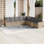 9-teiliges Gartensofa-Set mit beigen synthetischen Rattankissen von , Gartensets - Ref: Foro24-3258461, Preis: 606,99 €, Raba...