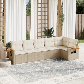 Gartensofa-Set mit Kissen, 6-teilig, beiges synthetisches Rattan von , Gartensets - Ref: Foro24-3259230, Preis: 504,99 €, Rab...