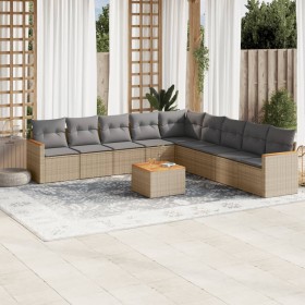 Gartensofa-Set mit beigen Kissen, 10-teilig, synthetisches Rattan von , Gartensets - Ref: Foro24-3258468, Preis: 678,93 €, Ra...