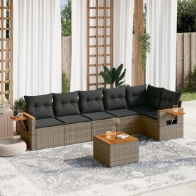 7-piece garden sofa set with gray PE rattan cushions by , Garden sets - Ref: Foro24-3259239, Price: 469,19 €, Discount: %