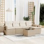 Gartensofa-Set mit Kissen, 6-teilig, beiges synthetisches Rattan von , Gartensets - Ref: Foro24-3252435, Preis: 455,23 €, Rab...