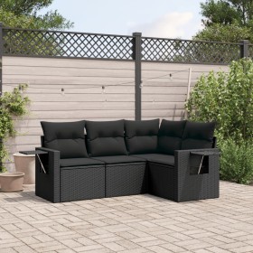 4-teilige Gartensofagarnitur mit schwarzen synthetischen Rattankissen von , Gartensets - Ref: Foro24-3252442, Preis: 371,81 €...