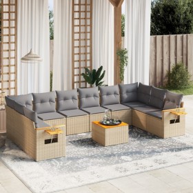 11-teiliges Gartensofa-Set mit beigen synthetischen Rattankissen von , Gartensets - Ref: Foro24-3259574, Preis: 739,18 €, Rab...