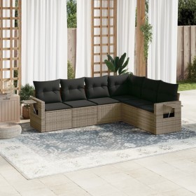 6-piece garden furniture set and gray synthetic rattan cushions by , Garden sets - Ref: Foro24-3252547, Price: 456,39 €, Disc...