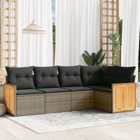 Gartensofa-Set mit Kissen, 5-teilig, graues synthetisches Rattan von , Gartensets - Ref: Foro24-3260030, Preis: 379,44 €, Rab...