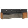 Gartensofa-Set mit Kissen, 5-teilig, graues synthetisches Rattan von , Gartensets - Ref: Foro24-3260030, Preis: 381,02 €, Rab...