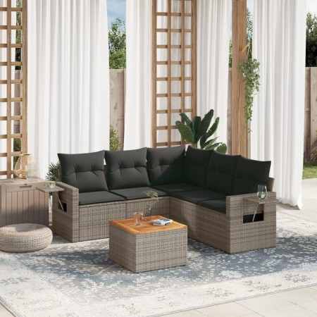 6-piece garden furniture set with gray synthetic rattan cushions by , Garden sets - Ref: Foro24-3256893, Price: 437,57 €, Dis...