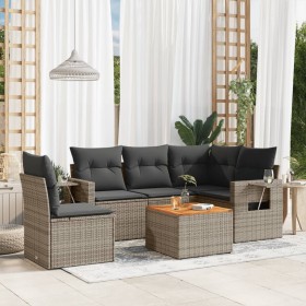 Set de muebles de jardín 6 pzas y cojines ratán sintético gris de , Conjuntos de jardín - Ref: Foro24-3256900, Precio: 437,57...