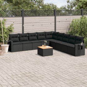 Set de sofás de jardín 10 pzas cojines ratán sintético negro de , Conjuntos de jardín - Ref: Foro24-3256937, Precio: 669,99 €...