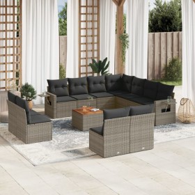 Set de sofás de jardín 12 pzas con cojines ratán sintético gris de , Conjuntos de jardín - Ref: Foro24-3256956, Precio: 799,0...