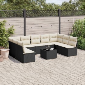 Set Gartensofas 10 Stück Kissen synthetisches Rattan schwarz von , Gartensets - Ref: Foro24-3249915, Preis: 572,61 €, Rabatt: %