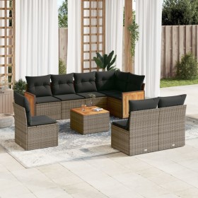 Garden furniture set 9 pieces and gray synthetic rattan cushions by , Garden sets - Ref: Foro24-3260135, Price: 579,11 €, Dis...