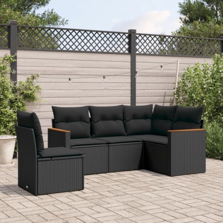 5-piece garden furniture set with black synthetic rattan cushions by , Garden sets - Ref: Foro24-3258373, Price: 371,99 €, Di...