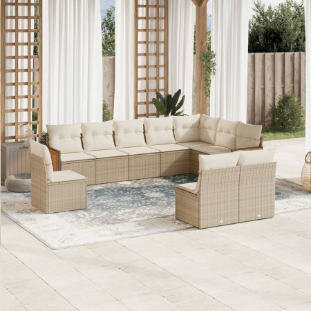 Garden sofa set with beige cushions, 10 pieces, made of synthetic rattan. by , Garden sets - Ref: Foro24-3260154, Price: 754,...