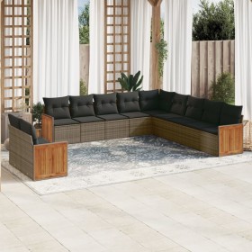 Garden sofa set 11 pieces and gray synthetic rattan cushions by , Garden sets - Ref: Foro24-3260212, Price: 813,00 €, Discoun...