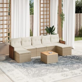 Garden sofa set with beige cushions, 8 pieces, PE rattan. by , Garden sets - Ref: Foro24-3260322, Price: 564,39 €, Discount: %